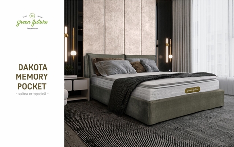 Saltea Ortopedica, Dakota, 160x200x34 cm, Arcuri Pocket, 5 cm spuma Memory, 7 Zone de Confort, fermitate medie