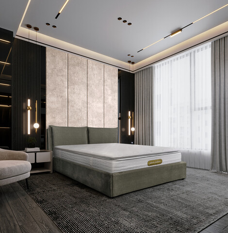 Saltea Ortopedica, Dakota, 200x200x34 cm, Arcuri Pocket, 5 cm spuma Memory, 7 Zone de Confort, fermitate medie