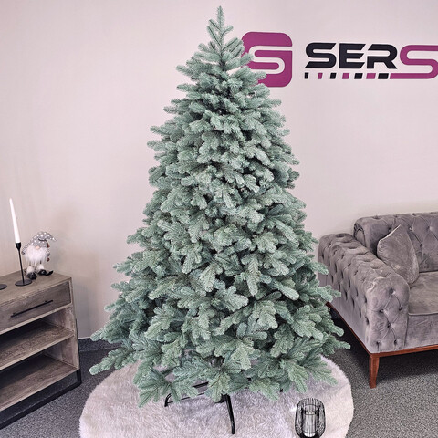 Brad artificial Christmas Deluxe by Sersimo, Kovalivska argintiu, 3D, 210cm