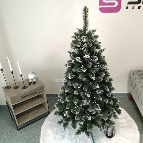 Brad artificial Christmas Deluxe by Sersimo, Crystal nins cu merisoare, 2D, 180cm
