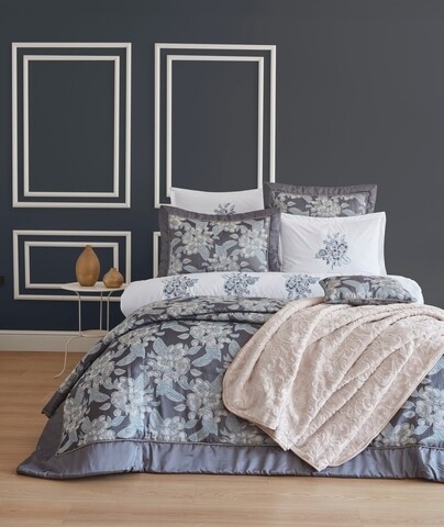 Set de pat Delma - Grey, Cotton Box, 12 piese, poliester, gri