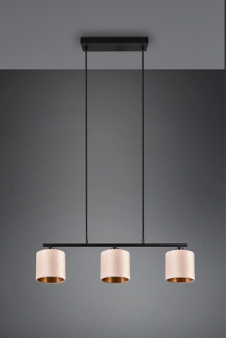 Lustra Julieta, TRIO, 66x15x150 cm, 40W, 3x E14, metal/textil, negru/bej