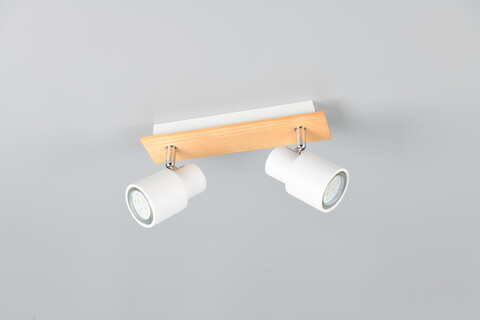 Plafoniera Pierre, RL, 25x6x15 cm, 10W, 2x GU10, metal, alb mat/natur