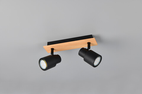 Plafoniera Pierre, RL, 25x6x15 cm, 10W, 2x GU10, metal, negru mat/natur