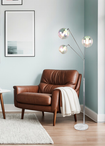 Lampadar Paxton, TRIO, 30x18x200 cm, 10W, 3x E27, metal, argintiu