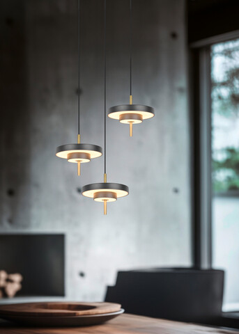 Lustra Keaton, TRIO, 45x150 cm, 10W, 1x SMD, metal, negru/auriu