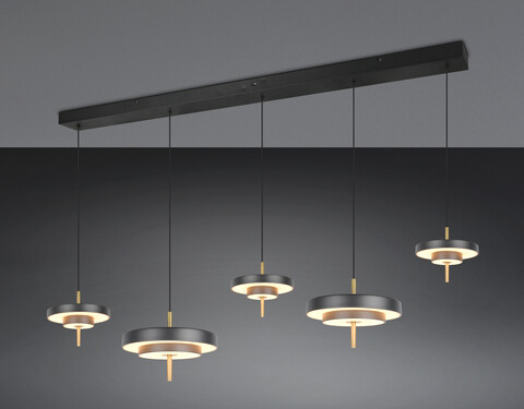 Lustra Keaton, TRIO, 140x30x150 cm, 50W, 1x SMD, metal, negru/auriu