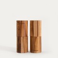 Set 2 rasnite pentru sare/piper Mooka, Homla, 5.5x15 cm, lemn/aluminiu/ceramica, natur