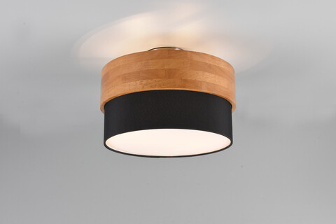 Plafoniera Seasons, TRIO, 30x22 cm, 40W, 2x E14, lemn/textil, natur/negru