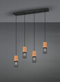 Lustra Tosh, TRIO, 65x9x150 cm, 40W, 4x E27, metal, negru mat/natur