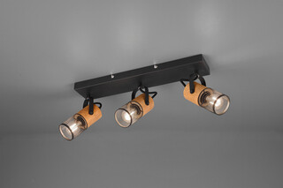 44x9x19.5 cm, Negru mat;Natur, Plafoniera