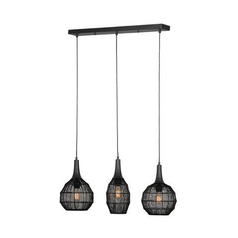 Lustra Soraya, TRIO, 80x26x150 cm, 10W, 3x E27, metal, negru mat