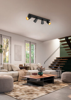 64x8.5x16 cm, Negru mat, Plafoniera