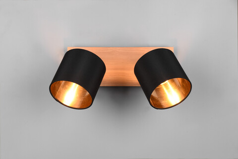 Plafoniera Tommy, RL, 30x12x19.5 cm, 28W, 2x E14, metal, negru/natur