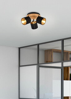 25x12x22.5 cm, Negru;Natur, Plafoniera