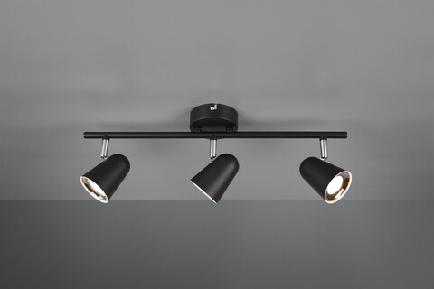 Plafoniera Toulouse, RL, 48x9x17 cm, 3.5W, 3x SMD, plastic, negru mat/argintiu