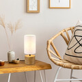 Lampa de masa Woody, RL, 12x30 cm, 40W, 1x E14, lemn/textil, alb/natur