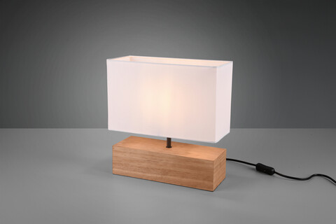 Lampa de masa Woody, RL, 30x12x30.5 cm, 60W, 1x E27, lemn/textil, alb/natur