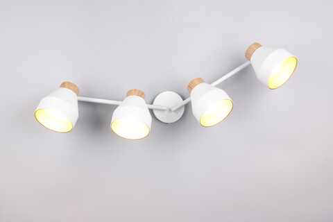 Plafoniera Valentin, RL, 71.5x15x22 cm, 10W, 4x E14, metal, alb mat/natur