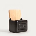 Recipient cu capac pentru usturoi Sylan, Homla, 11.9x9.9x10.5 cm, ceramica/lemn, negru/natur