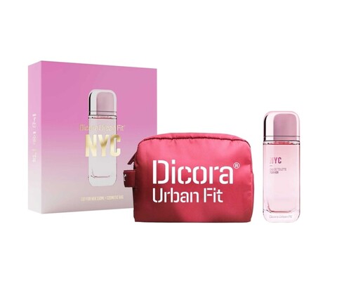 Set apa de toaleta dama Dicora Urban Fit NYC 150ml + geanta cosmetica