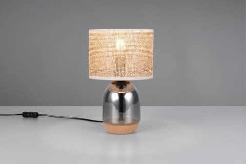 Lampa de masa Tara, TRIO, 20x32.7 cm, 10W, 1x E27, sticla, argintiu/bej