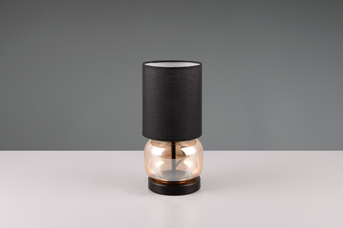 Lampa de masa Elio, TRIO, 13.5x28.5 cm, 40W, 1x E27, metal, negru mat/chihlimbar