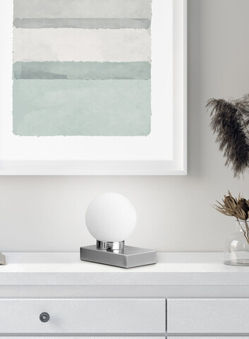 Lampa de masa Davi Ii, TRIO, 15x12x15 cm, 40W, 1x E14, metal, nichel mat/alb