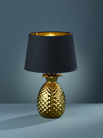Lampa de masa Pineapple, RL, 28x43 cm, 60W, 1x E27, ceramica/textil, auriu/negru
