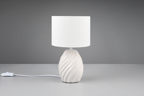 Lampa de masa Melva, RL, 18x31 cm, 40W, 1x E14, ceramica/textil, alb mat