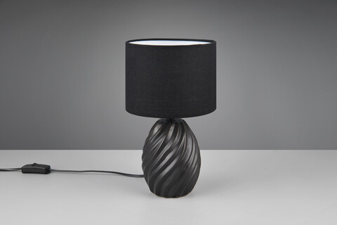Lampa de masa Melva, RL, 18x31 cm, 40W, 1x E14, ceramica/textil, negru mat