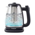 Fierbator 2 in 1 pentru apa si ceai Beper, 1.8 L, 22.5x17x25.5 cm, 2200 W, sticla/plastic/inox, negru/transparent