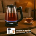 Fierbator 2 in 1 pentru apa si ceai Beper, 1.8 L, 22.5x17x25.5 cm, 2200 W, sticla/plastic/inox, negru/transparent
