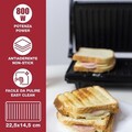 Grill electric reglabil Beper, 26.5x23x8.5 cm, 800 W, aluminiu/plastic/metal, negru/argintiu