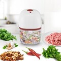 Mini tocator electric Beper, 8.8x12.8 cm, inox/ABS, alb/rosu