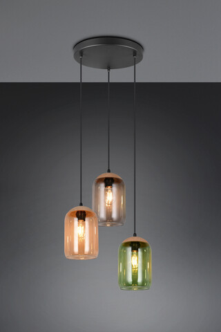 Lustra Cork, TRIO, 30x150 cm, 10W, 3x E27, metal/sticla, multicolor