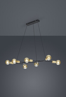 91x45x150 cm, Negru mat;Auriu, Lustra