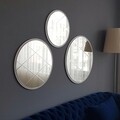 Set 3 oglinzi decorative A800, Neostill, 40 cm/50 cm/60 cm, argintiu