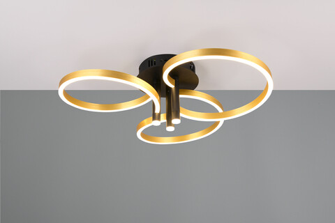 Plafoniera Caruso, TRIO, 65.5x20 cm, 43W, 1x SMD, metal, negru/auriu