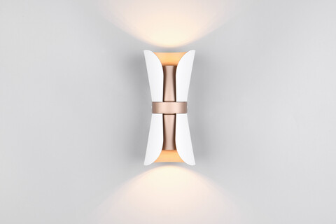 Aplica de perete Coat, TRIO, 10x11x21 cm, 10W, 2x GU10, metal, alb mat/auriu