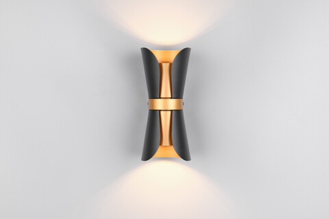 Aplica de perete Coat, TRIO, 10x11x21 cm, 10W, 2x GU10, metal, negru mat/auriu