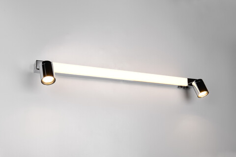 Aplica de perete Enrico, TRIO, 90x6x18 cm, 9W / 4.9W, 1x SMD / 2x GU10, metal, argintiu