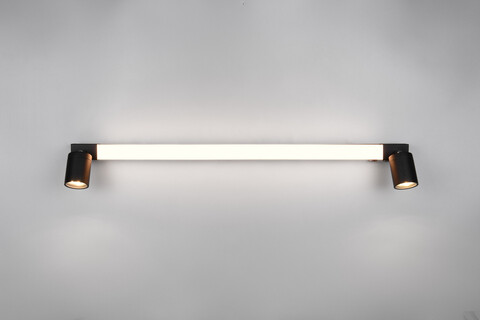 Aplica de perete Enrico, TRIO, 90x6x18 cm, 9W / 4.9W, 1x SMD / 2x GU10, metal, negru mat