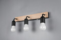 Aplica de perete Arturo, TRIO, 45x11x12.7 cm, 10W, 3x E27, lemn, natur/negru