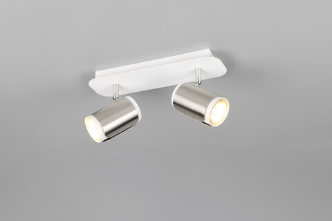 Plafoniera Gillan, TRIO, 30x12x16 cm, 10W, 2x GU10, metal, nichel mat/alb