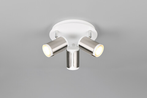 Plafoniera Gillan, TRIO, 30x16 cm, 10W, 3x GU10, metal, nichel mat/alb
