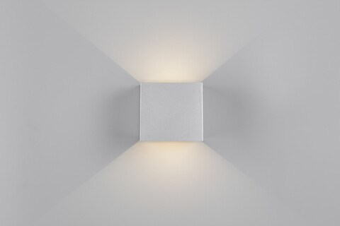 Aplica de perete patrata pentru exterior Genie, RL NOW, 10x10.5x10 cm, 1W, 2x SMD, plastic, titaniu