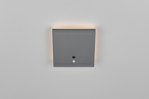 Aplica de perete pentru exterior cu senzor Fortaleza, RL, 14x3.5x14 cm, 2W, 1x SMD, aluminiu, antracit