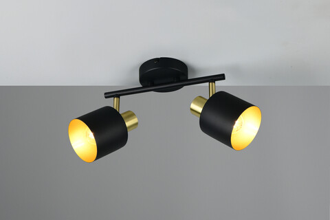 Plafoniera Eva, TRIO, 36.5x10x19 cm, 10W, 2x E14, metal, negru/auriu