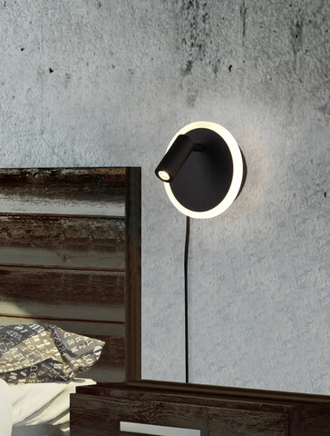 Aplica de perete Jordan, TRIO, 12x15x15 cm, 5W/2W, 2x SMD, metal, negru mat